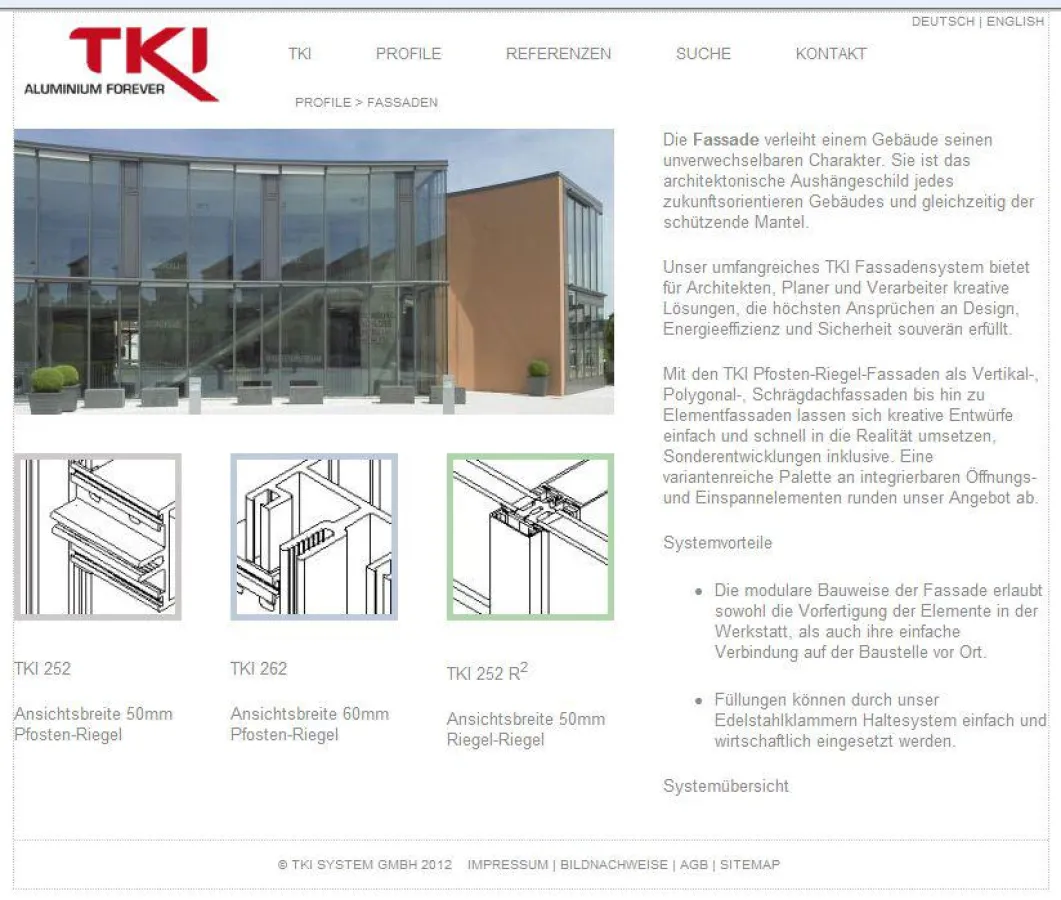 Screenshot 1: TKI Fassadenprofil Serie