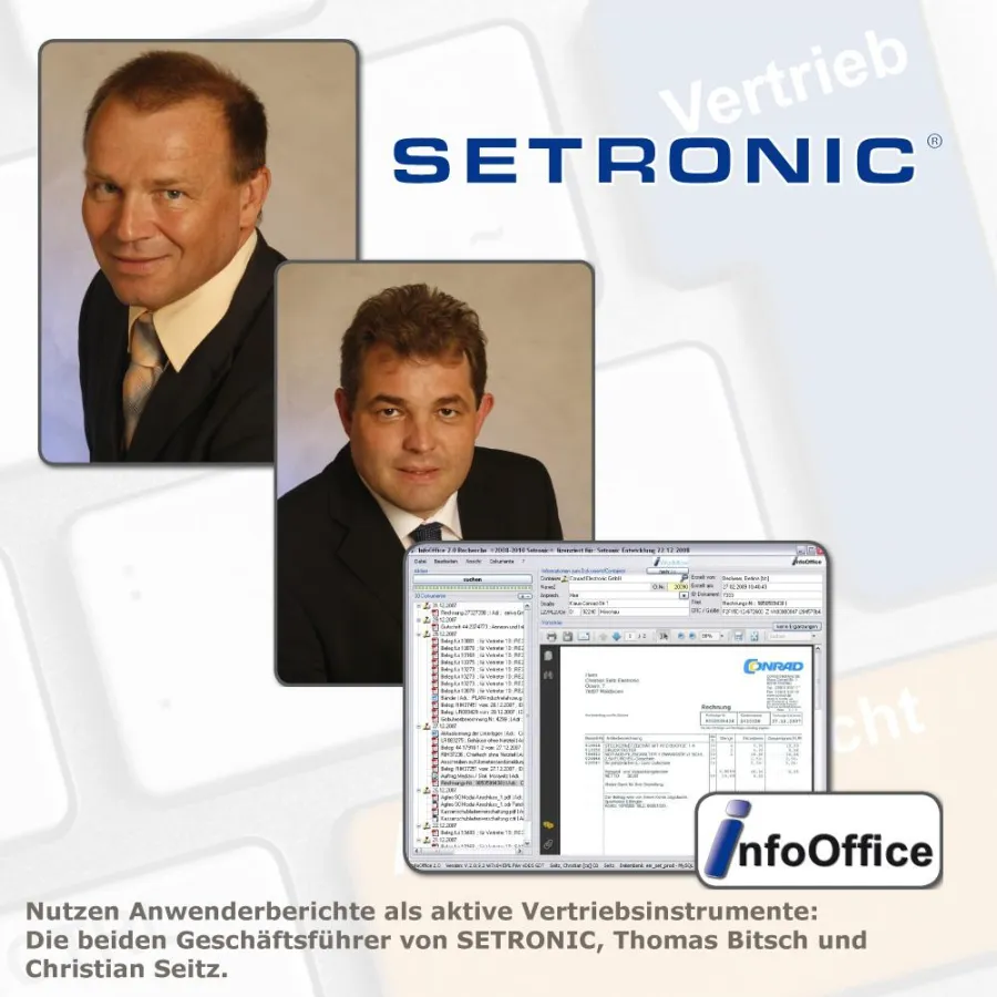 Nutzen Anwenderberichte als aktive Vertriebsinstrumente: die Geschäftsführer von SETRONIC, Thomas Bitsch und Christian Seitz