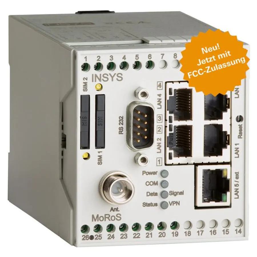Die Industrierouter der MoRoS-Baureihe gibt es jetzt auch mit FCC Zertifizierung