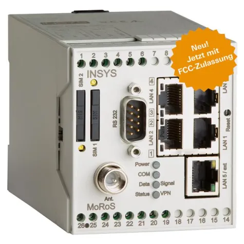 Bild: Jetzt auch für USA und Kanada: Industrierouter MoRoS mit FCC-Zulassung