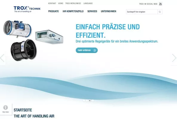 Bild: TWT bringt frischen Wind auf Website von TROX® Internationaler Relaunch der Corporate Site