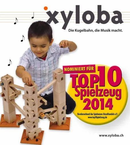 Nominierung für TOP10 Spielzeug 2014 - für Xyloba - Die Kugelbahn, die Musik macht Bild: Nominierung für TOP10 Spielzeug 2014 - für Xyloba - Die Kugelbahn, die Musik macht