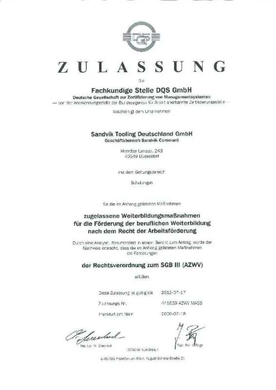 Zertifizierungsurkunde Kurse