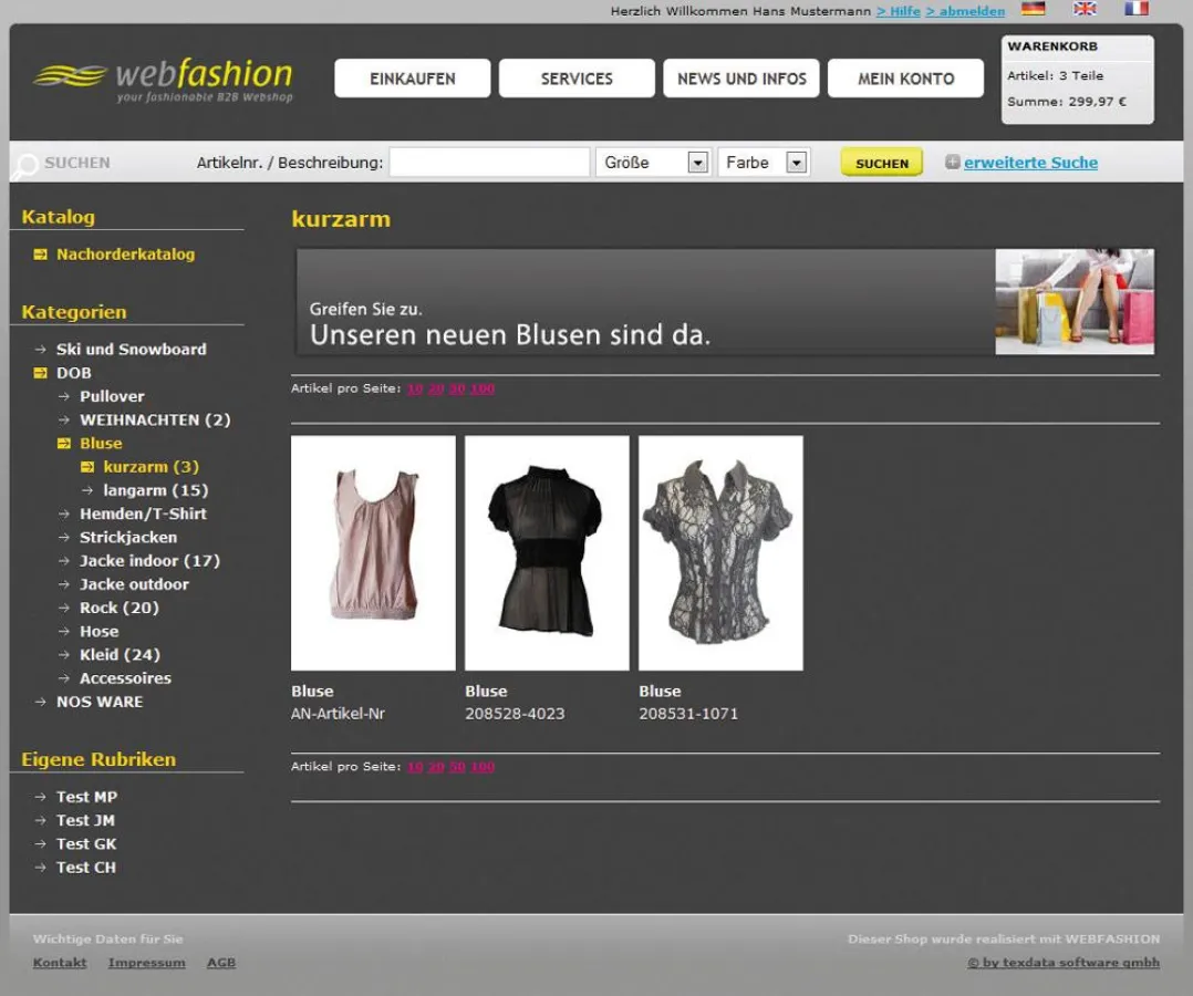 Der neuen B2B Shop von texdata