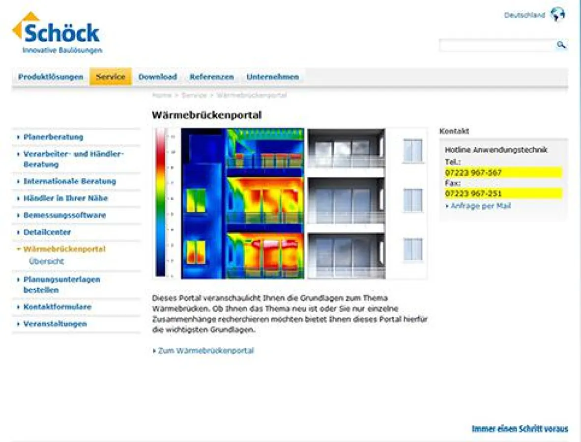 Das Schöck-Wärmebrückenportal (Foto: Schöck Bauteile GmbH)