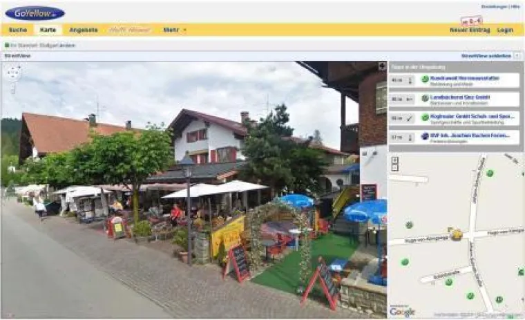 GoYellow startet als erstes Online-Branchenbuch die neue Google Street View-Funktion Bild: GoYellow startet als erstes Online-Branchenbuch die neue Google Street View-Funktion