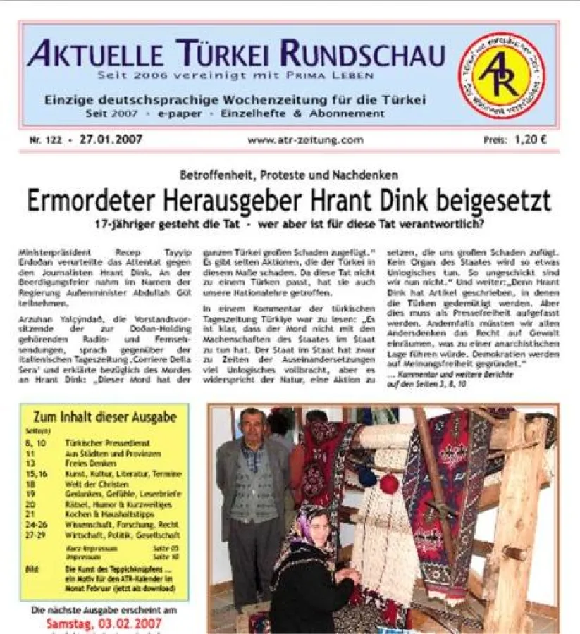 ATR: «Hrant Dink ist tot - aber die Probleme leben weiter»