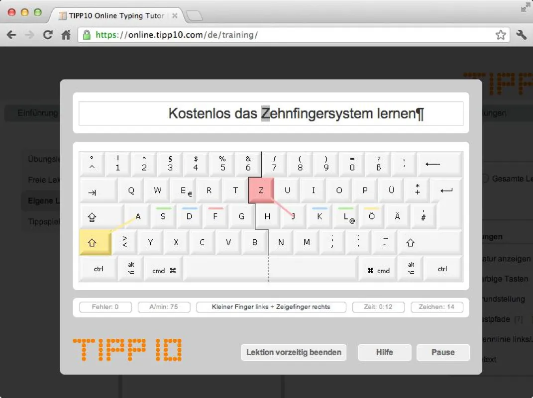 TIPP10 Online - Tastschreibtraining direkt im Browser
