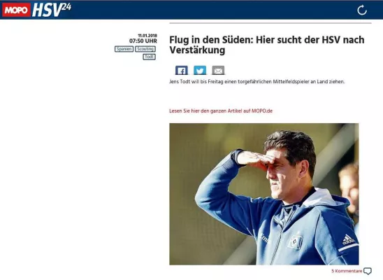 Bild: Hamburger Morgenpost macht mit HSV24 „Deutschlands besten Fußball-Blog“