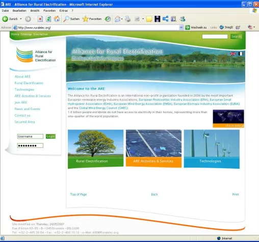 Bild: Typo3-Projekt Alliance for Rural Electrification von Agentur melting elements aus Hamburg umgesetzt