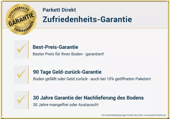 Bild: Parkett Direkt etabliert mit der 30 Jahre Zufriedenheits-Garantie einen ganz besonderen Kundenservice