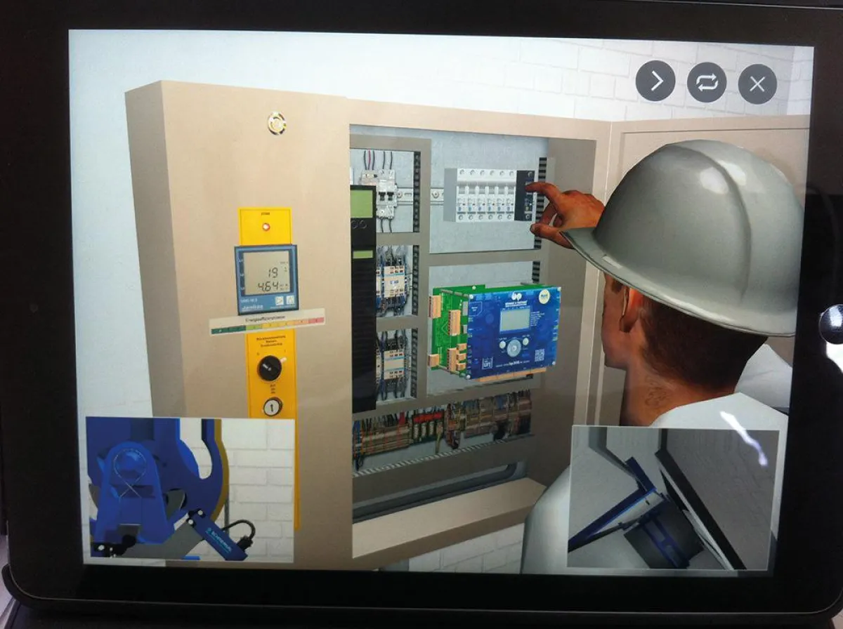 Die Aufzug-App von Schmersal: Zu den Produkten gibt es anwendungsbezogene Animationen.