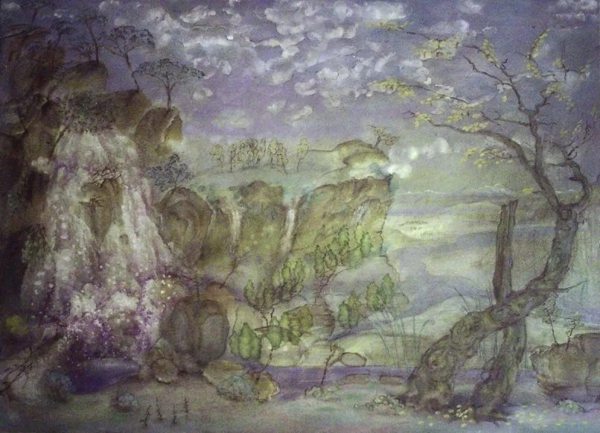 Henrik Wolff, Landschaft, 2009, 130 X 180 cm (nach Charles Francois De Lacroix, Die Villa des Maecenas, 1794)