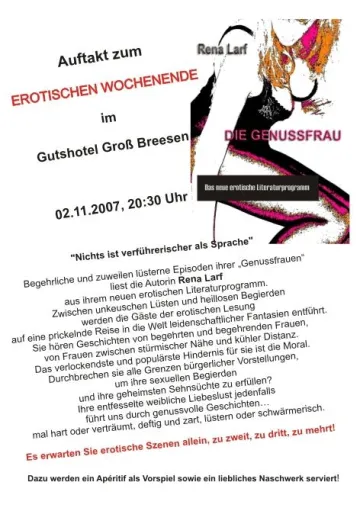 Erotische Lesung im Gutshotel Groß Breesen Bild: Erotische Lesung im Gutshotel Groß Breesen