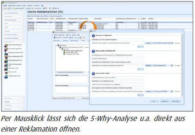 Bild: Integrierte 5-Why Methode in SYNCOS CAQ