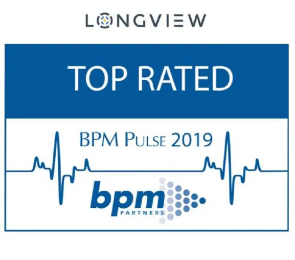 Bild: Longview im BPM Pulse 2019 als TOP RATED Performance Management Anbieter ausgezeichnet