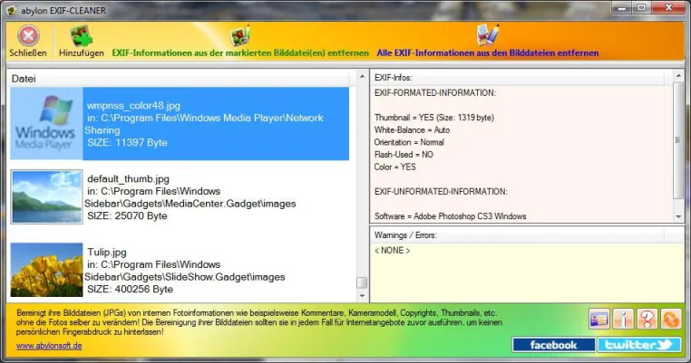 Bild: abylon EXIF-CLEANER entfernt Fingerabdrücke aus JPGs