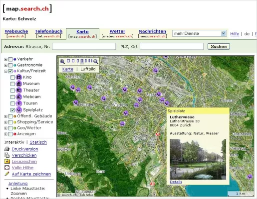 Bild: Kinderspielplätze der Schweiz auf map.search.ch