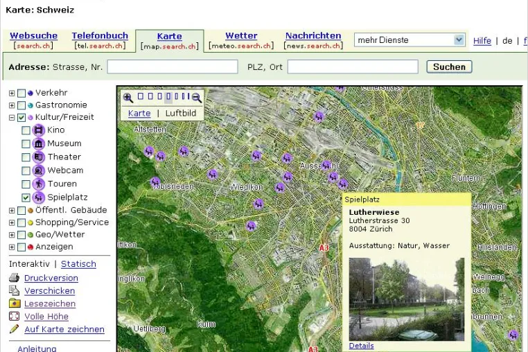 Bild: Kinderspielplätze der Schweiz auf map.search.ch