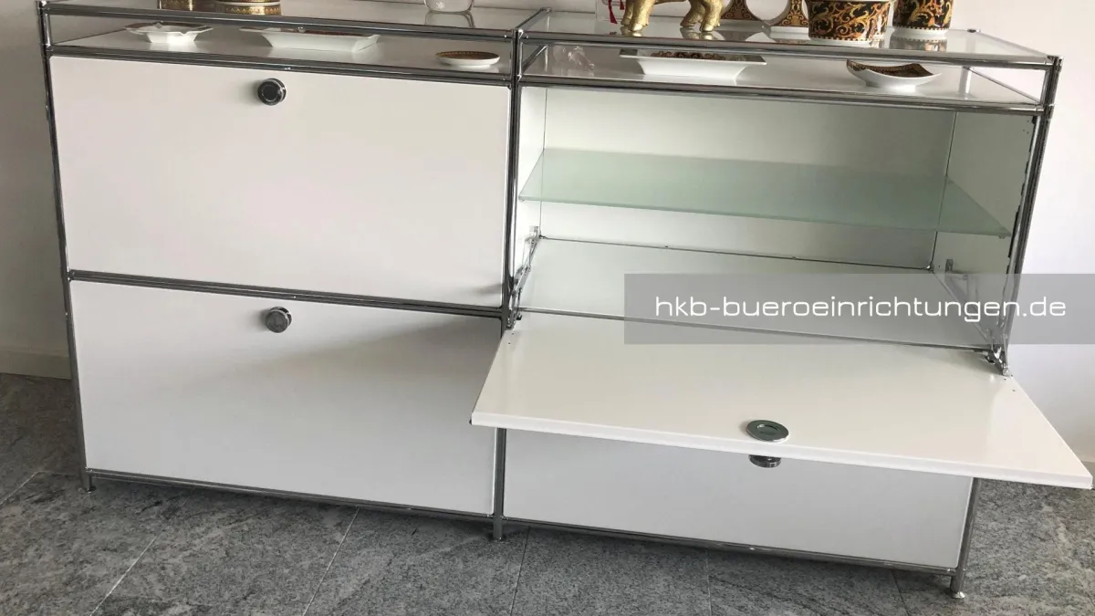 Büromöbel Metall Möbelbausystem - Sideboard mit Klapptüren und Ausziehschubladen
