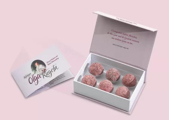 Königin Olga Kugel: Hochwertige Praline aus Württemberg erinnert an Vorreiterin beim sozialen Engagement Bild: Königin Olga Kugel: Hochwertige Praline aus Württemberg erinnert an Vorreiterin beim sozialen Engagement