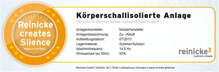 Bild: Qualität mit Brief und Siegel - Reinicke liefert Gütesiegel für schwingungsisolierte RLT-Anlagen