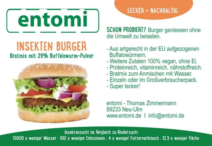 Bild: Entomi bringt eifreien Insekten Burger als Bratmischung auf den Markt