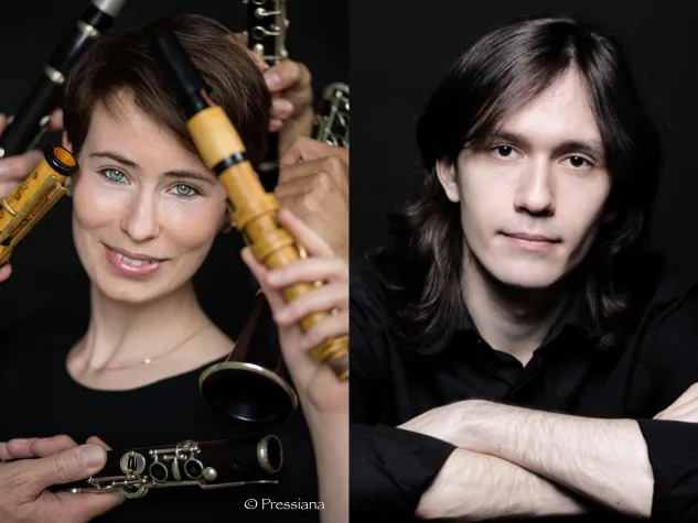 Bild: Lisa Shklyaver (Klarinette) und Georgy Voylochnikov (Klavier) spielen klassische Musik