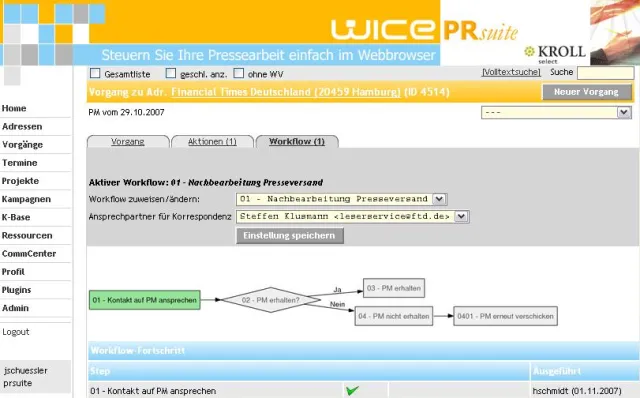 Bild: WICE PRsuite: Preisgekrönte CRM-Groupware mit KROLL Kontaktdaten