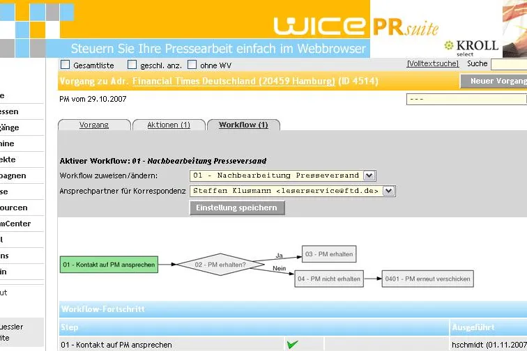 Bild: WICE PRsuite: Preisgekrönte CRM-Groupware mit KROLL Kontaktdaten