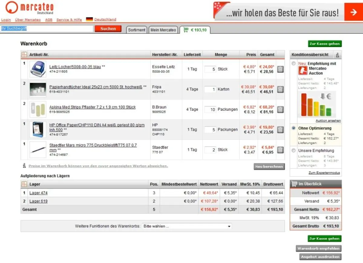 Mercateo präsentiert Echtzeit-Auktion.
