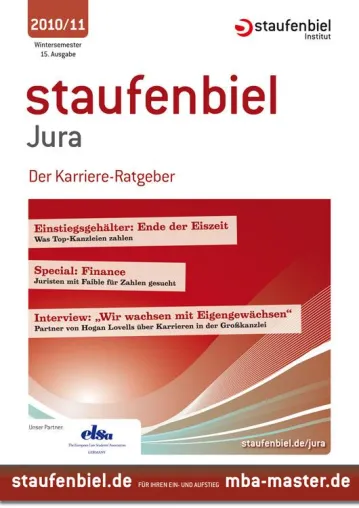 Bild: Gehälter, Unternehmensjuristen und ein großes Special zum Schwerpunkt Finance – Staufenbiel Jura