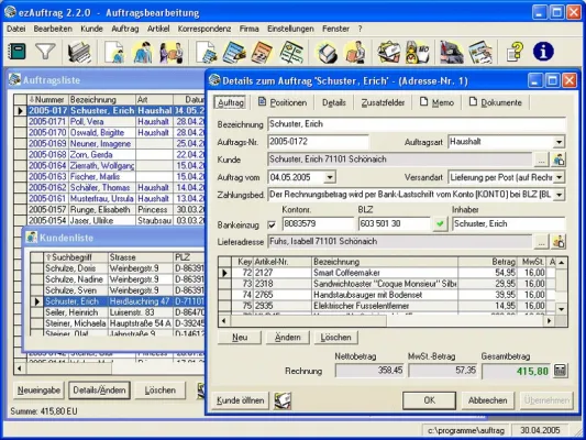Bild: ezAuftrag 2.2.0: Auftragsbearbeitung auf die einfache Art