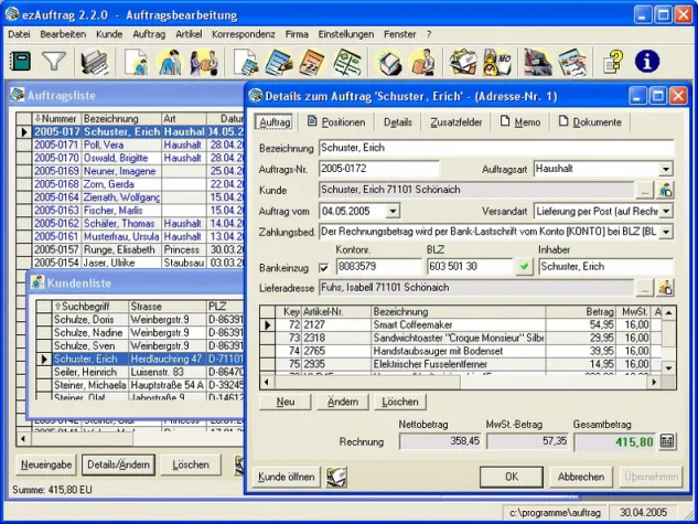 Bild: ezAuftrag 2.2.0: Auftragsbearbeitung auf die einfache Art