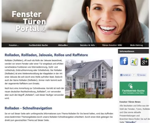 Bild: Themenbereich Rolladen im Türen- und Fenster-Portal eingerichtet