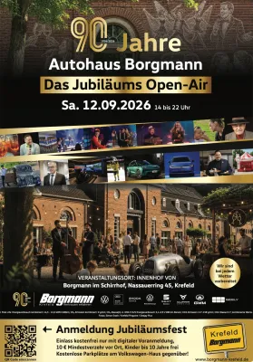 Autohaus Borgmann lädt zum Jubiläums-Open-Air (90 Jahre) in den Schirrhof Bild: Autohaus Borgmann lädt zum Jubiläums-Open-Air (90 Jahre) in den Schirrhof