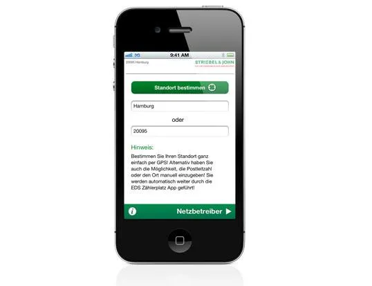 Bild: Die neue EDS Zählerplatz App von STRIEBEL & JOHN