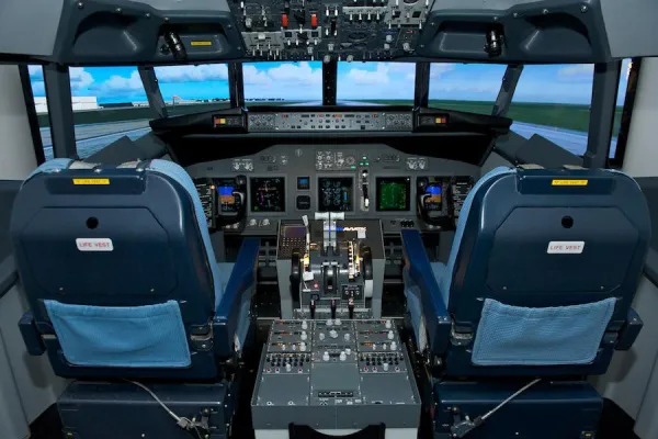 Bild: Take-Off zum virtuellen Rundflug im Flugsimulator