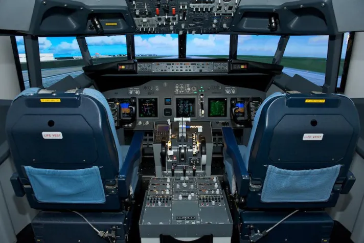 Bild: Take-Off zum virtuellen Rundflug im Flugsimulator