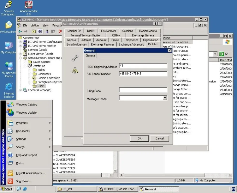 Auch unter Windows Server 2003 64-Bit steht dem Administrator mit dem neuen IXI-UMS Release 5.75 die IXI-UMS User-Verwaltung wie gewohnt zur Verfügung