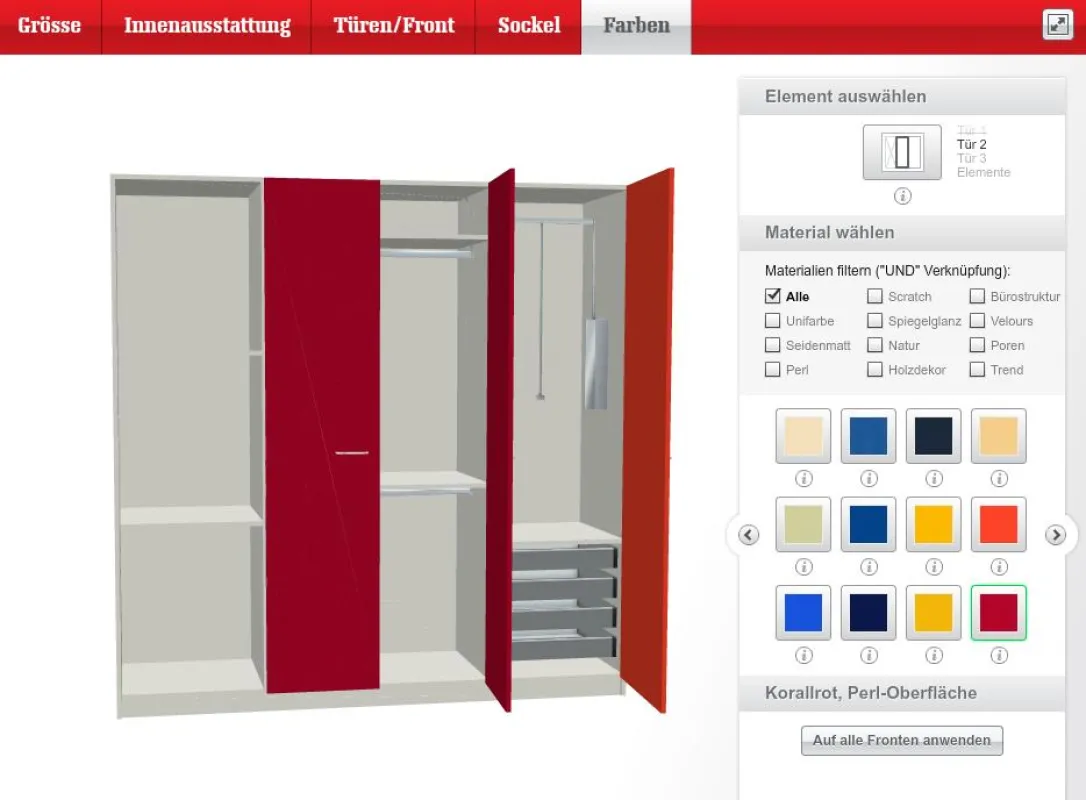 Screenshoot des Schrankkonfigurators