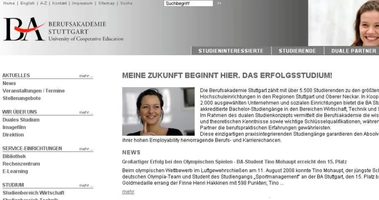 Bild: Relaunch der Berufsakademie Stuttgart barrierefrei unter Verwendung von TYPO3 CMS