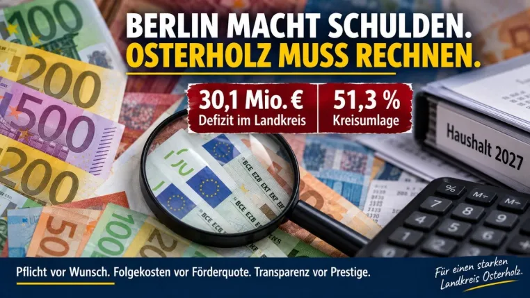 Bild: Bundeshaushalt 2027: Klingbeil verschiebt die Rechnung: Osterholz und Lilienthal müssen umso genauer rechnen