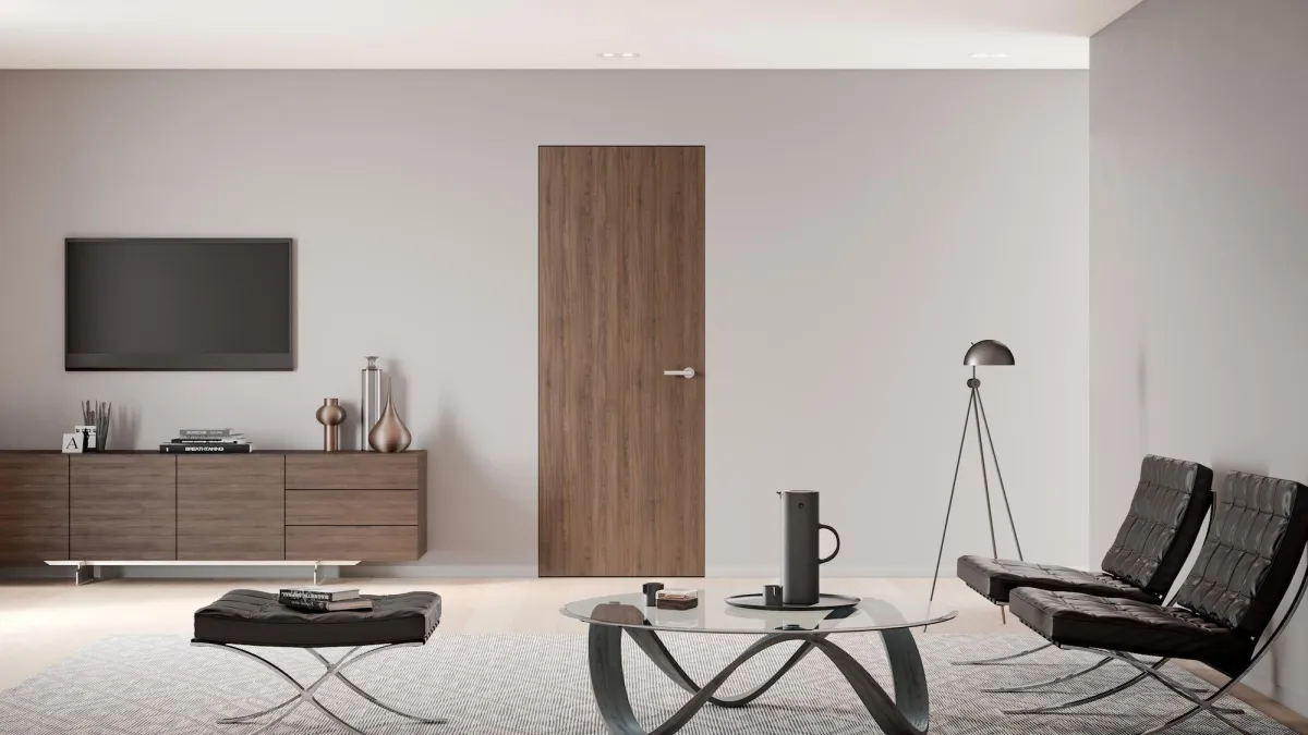 Weil bei ZEROLINE die Zargen nicht sichtbar sind, stehen die flächenbündigen Türblätter im Fokus.