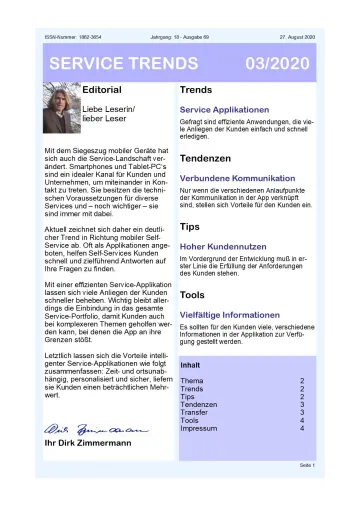Bild: „Service als App“ – Aktuelle Ausgabe des Newsletter SERVICE TRENDS jetzt erhältlich