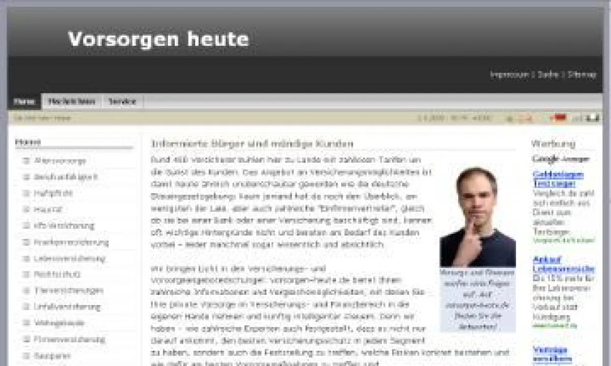 Das Versicherungsvergleichsportal Vorsorgen-Heute.de bietet zahlreiche Tipps zur Vorsorge und Geldanlage.