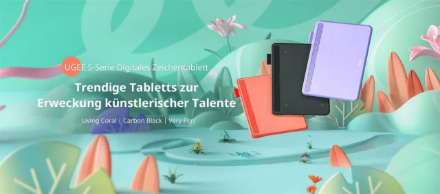 Bild: Das ugee S640 gibt es nun auch in den Farben Living Coral und Very Peri, um jüngere Nutzer anzusprechen