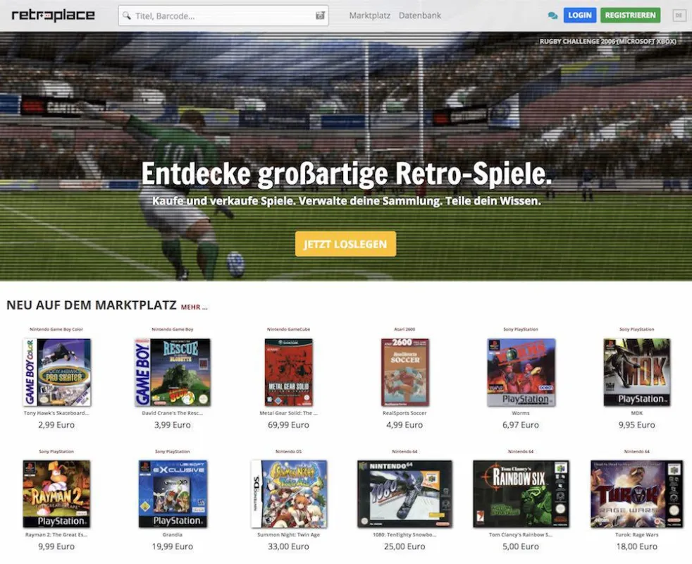 Marktplatz nur für Retrogames: retroplace.com