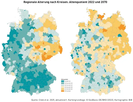 Bild: Vorausberechnungen zur Bevölkerungsentwicklung: Wachsende regionale Unterschiede