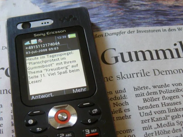 Bild: Der Tagesspiegel ermöglich die Zeitungsbestellung per SMS